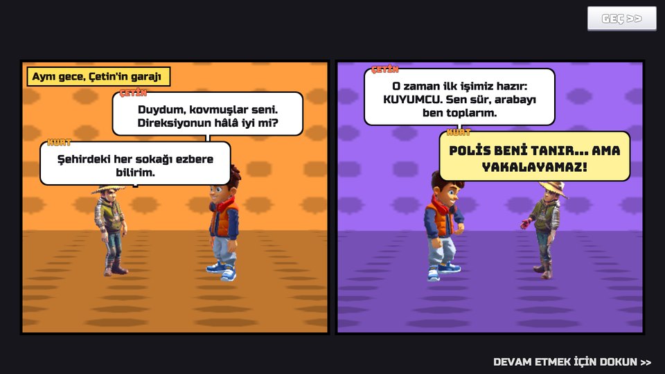 Getaway Rush: comic scene with Kurt and Çetin