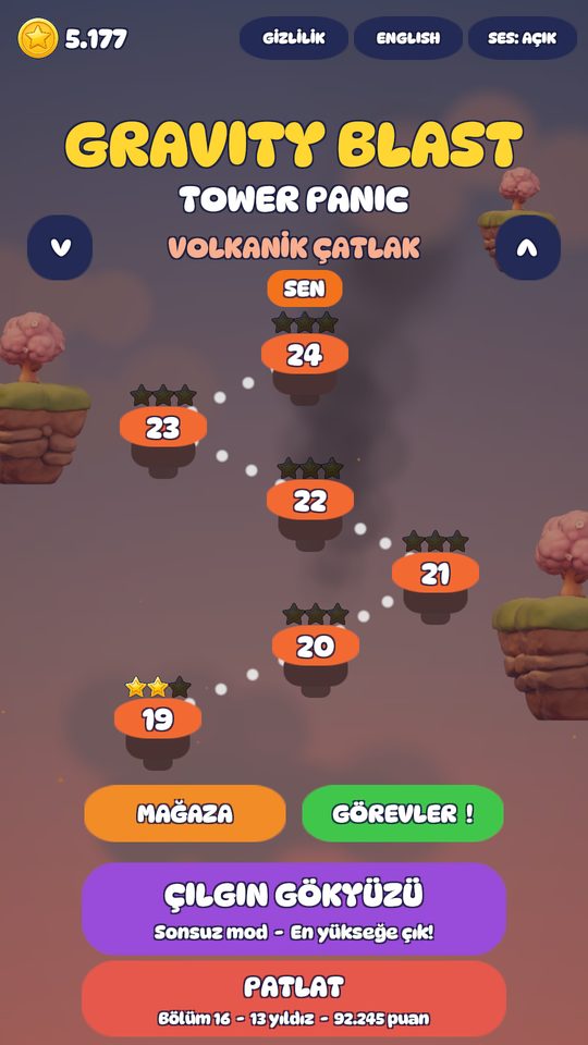 Gravity Blast: gökyüzü adalarındaki bölüm haritası